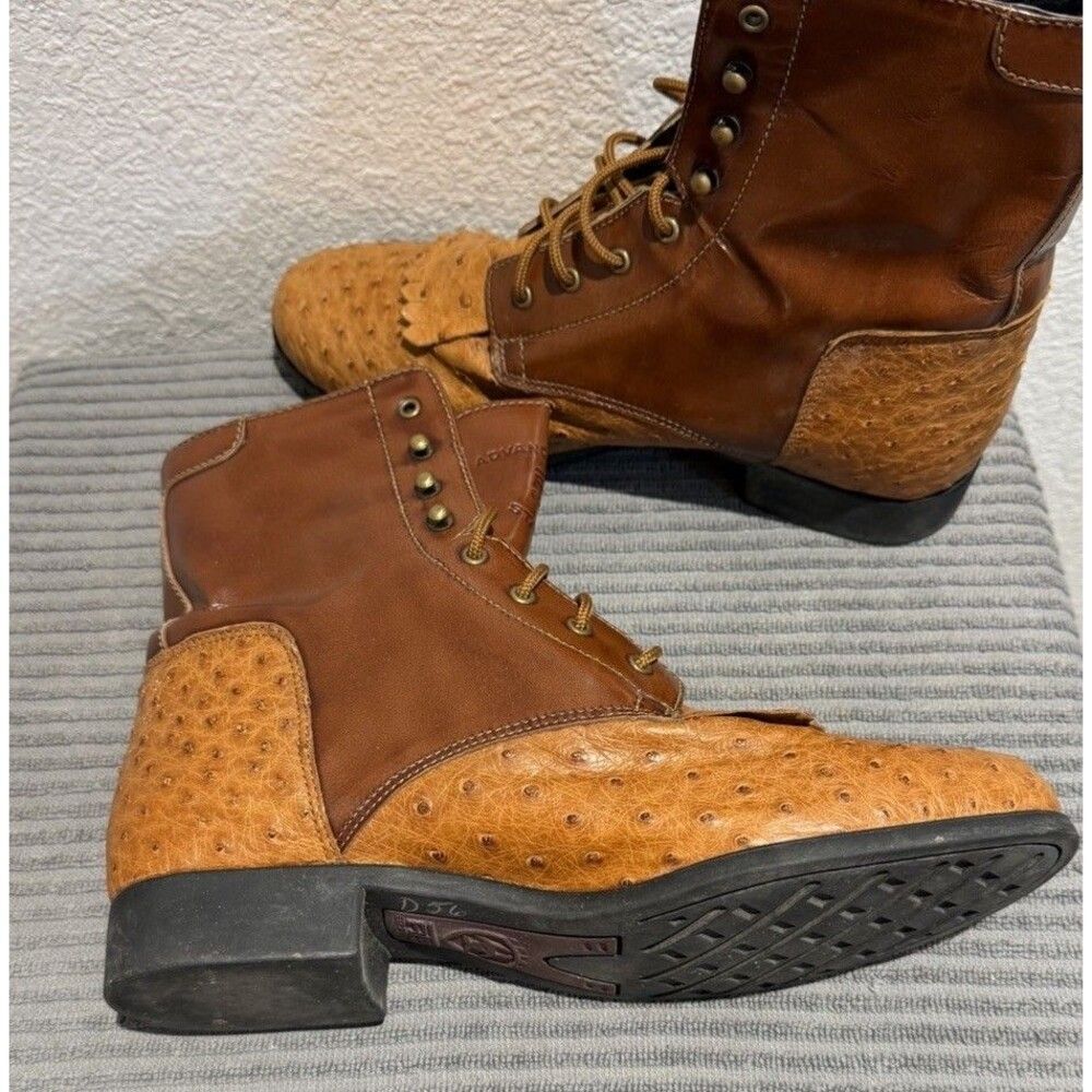 Ariat Women’s Ostrich Vamp Lace-Up Boots Size 11 Brown Exotic Leather Western - Picture 6 of 15